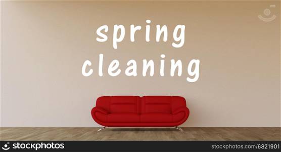 Spring Cleaning Concept with Home Interior Art. Spring Cleaning