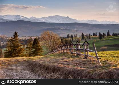 Spring countryside in Tatras mountains, south Poland