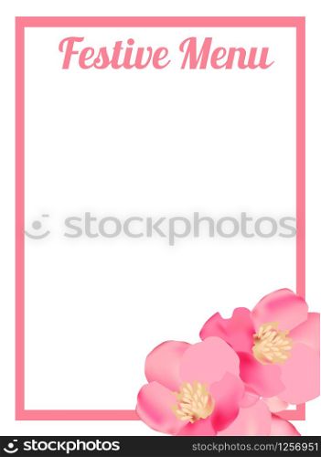 Spring Festive Menu. Happy valentines day menu background. Design template for holidays with spring flowers.. Spring Festive Menu. Happy valentines day menu background. Design template for holidays with flowers.