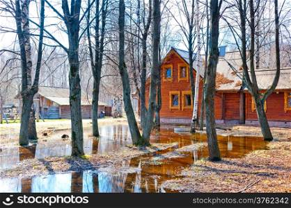 spring flooding in the Russian village