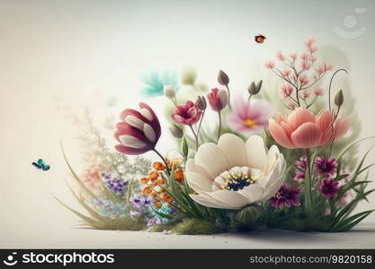 Spring Flower Natural Background Illustration Generative AI