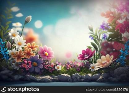 Spring Flower Natural Background Illustration Generative AI