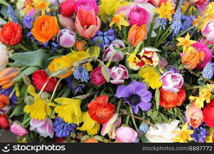 Spring Flowers in a multicolored mixed bouquet