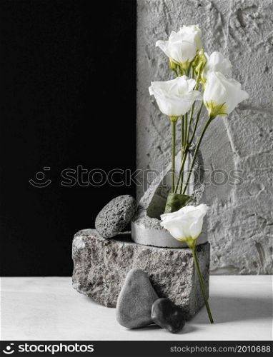 spring flowers with bunch rocks assortment