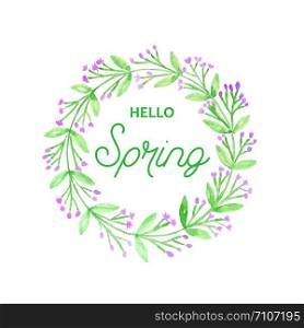 Spring, Flowers wreath watercolors, Hand drawing flowers in watercolor style on white paper background, banner, art illustration design
