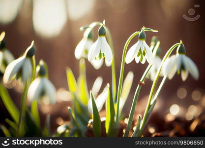 Spring Green Natural Background with Flower Illustration. AI Generative