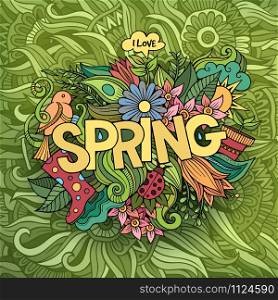 Spring hand lettering and doodles elements vector illustration. Spring hand lettering and doodles elements