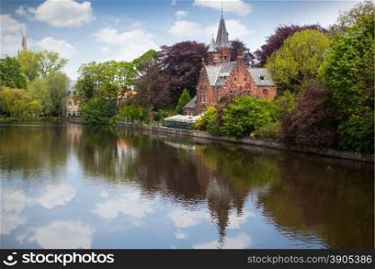 Spring landscape in Love lake - Bruges, Belgium