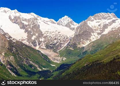 Spring landscape of mountains Caucasus region in Russia