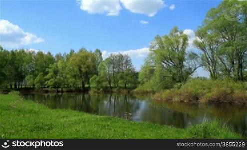 spring landscape of small rivers. Ukraine.
