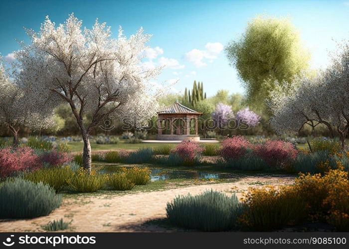 Spring Natural Background. Illustration AI Generative. Spring Natural Background. Illustration Generative AI