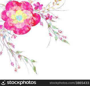 Spring romantic flowers, watercolor