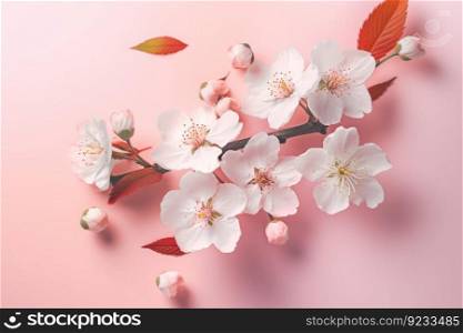 Spring sakura flowers season. April nature. Generate AI. Spring sakura flowers season. Generate AI