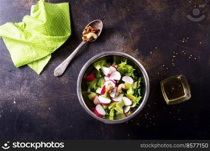 Spring salad with radishes and cucumbers