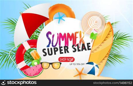 Spring Summer frame poster, swim ring greeting background. banner vector illustration and design for poster card,