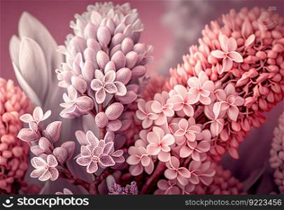 Spring texture in pink pastel colors illustration. AI generative.