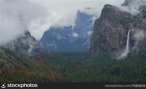 Spring time lapse of storm in Yosemite Valley