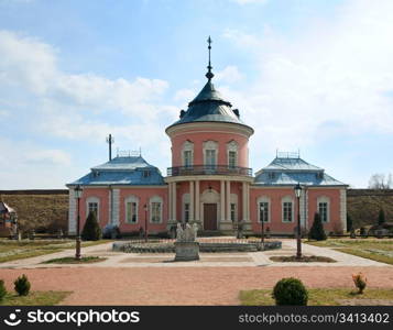 Spring view of old Zolochiv castle (Ukraine, Lviv Region, Dutch style, built in 1634-36 by Jakub Sobieski)