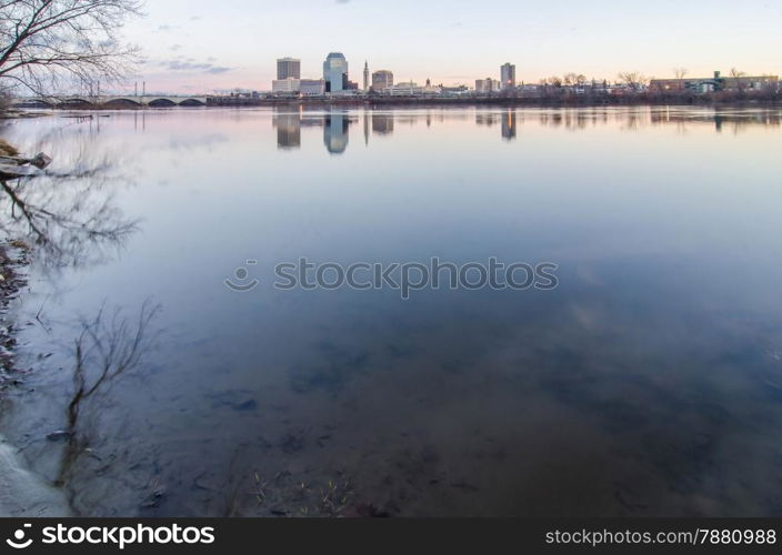 springfield massachusetts city skyline early morning