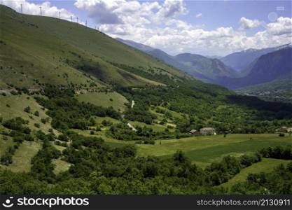 Springtime landscape in the Valle Peligna, near Raiano and Anversa, L Aquila province, Abruzzo, Italy