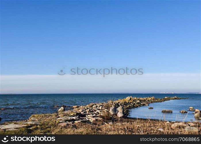 Springtime view by the coast of the swedish island Oland in the Baltic Sea