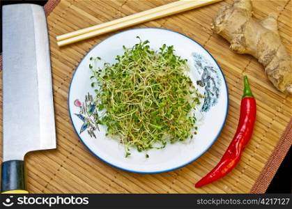 sprouts . sprouts with chili, ingwer and meat chopper