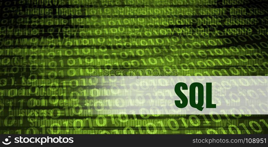 Sql Coding Language with Green Binary Background. Sql