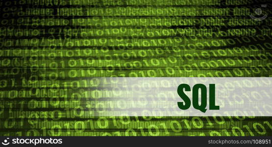 Sql Coding Language with Green Binary Background. Sql