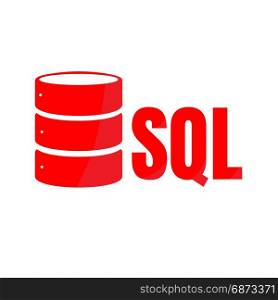SQL Database Icon Logo Design UI or UX App. SQL Database Icon Logo Design UI or UX App. Red inscription with shadow