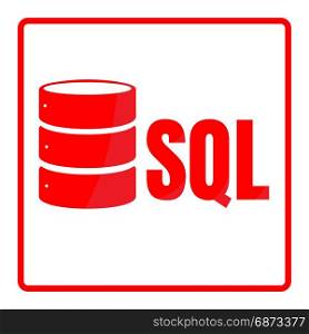 SQL Database Icon Logo Design UI or UX App. SQL Database Icon Logo Design UI or UX App. Red inscription with shadowl in square frame