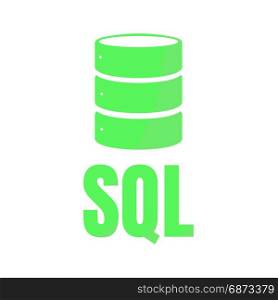 SQL Database Icon Logo Design UI or UX App. SQL Database Icon Logo Design UI or UX App. Green inscription with shadow