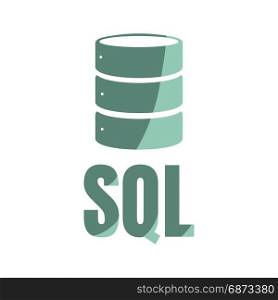 SQL Database Icon Logo Design UI or UX App. SQL Database Icon Logo Design UI or UX App. Dark green inscription with shadow