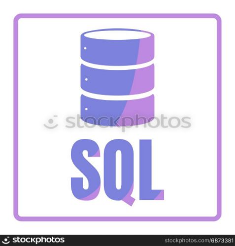 SQL Database Icon Logo Design UI or UX App. SQL Database Icon Logo Design UI or UX App. Blue inscription with shadowl in square frame