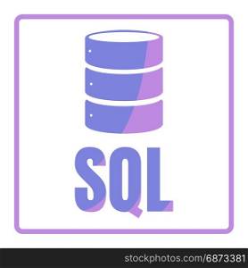 SQL Database Icon Logo Design UI or UX App. SQL Database Icon Logo Design UI or UX App. Blue inscription with shadowl in square frame