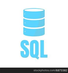 SQL Database Icon Logo Design UI or UX App. SQL Database Icon Logo Design UI or UX App. Blue inscription with shadow