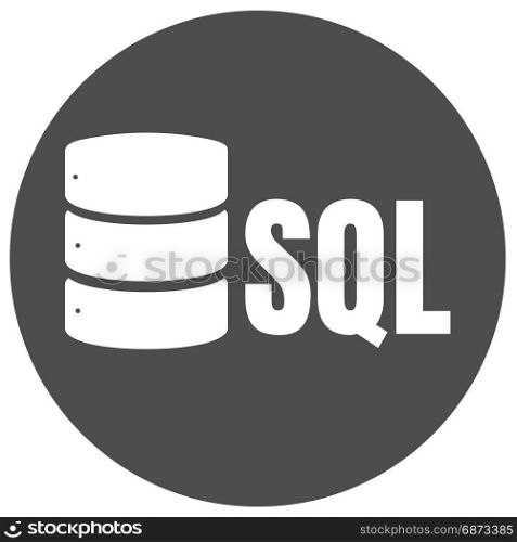 SQL Database Icon Logo Design UI or UX App. SQL Database Icon Logo Design UI or UX App. White inscription with shadowl in circle frame