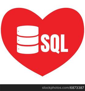 SQL Database Icon Logo Design UI or UX App. SQL Database Icon Logo Design UI or UX App. White inscription in heart. I love SQL