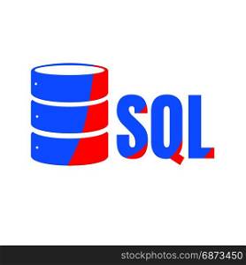 SQL Database Icon Logo Design UI or UX App. SQL Database Icon Logo Design UI or UX App. Red and blue dark inscription with shadow