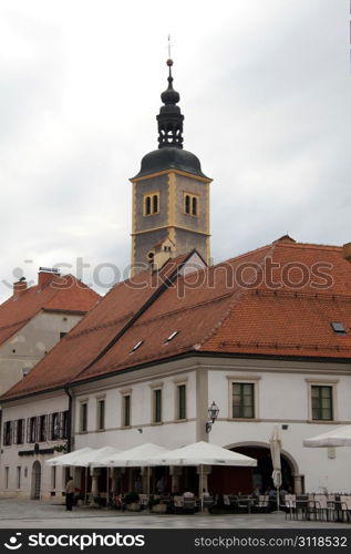 Square and church in Varazhdin, Croatia