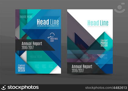 Square and triangle design. Colorful geometric A4 business print template. Brochure or annual report cover, business flyer layout, geometric abstract poster, identity illustration