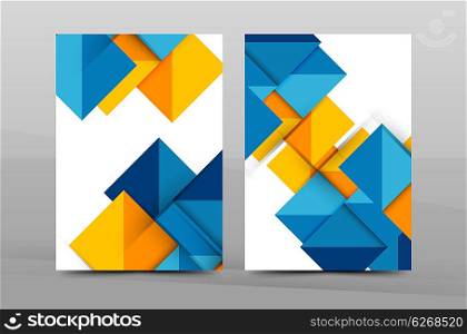 Square and triangle design. Colorful geometric A4 business print template. Brochure or annual report cover, business flyer layout, geometric abstract poster, identity illustration