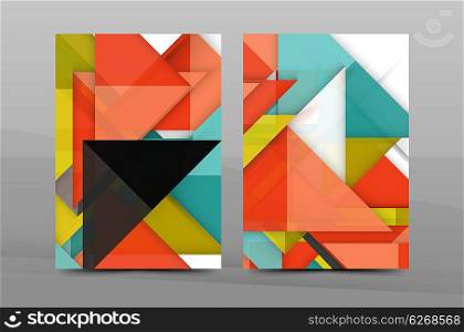Square and triangle design. Colorful geometric A4 business print template. Brochure or annual report cover, business flyer layout, geometric abstract poster, identity illustration