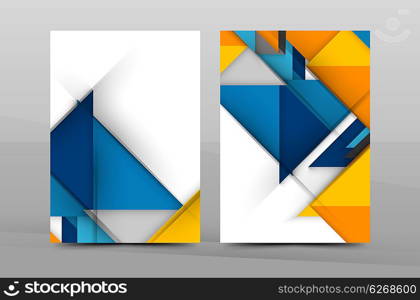 Square and triangle design. Colorful geometric A4 business print template. Brochure or annual report cover, business flyer layout, geometric abstract poster, identity illustration