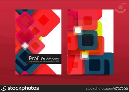 Square business abstract background, corporate print template.