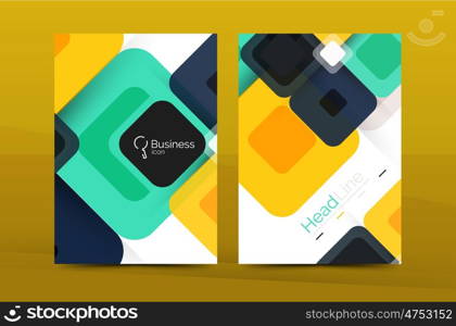 Square business abstract background, corporate print template.