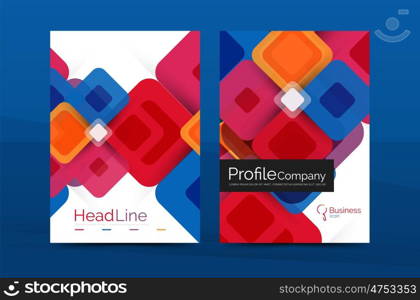 Square business abstract background, corporate print template.