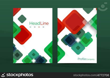 Square business abstract background, corporate print template.