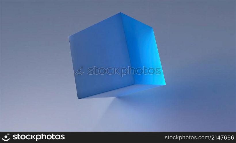 Square crystal with 3d render gradient and sharp edges standing on polished surface. Geometric matte decoration for digital and trendy interiors. Ice artifact with mysterious glow. Square crystal with 3d render gradient and sharp edges standing on polished surface. Geometric matte decoration for digital and trendy interiors. Ice artifact with mysterious glow.. Elegant glass volumetric cube