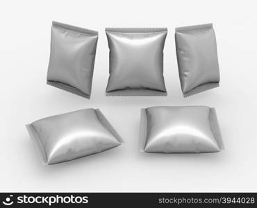 Square foil pouch use for your product like snack or food with clipping path