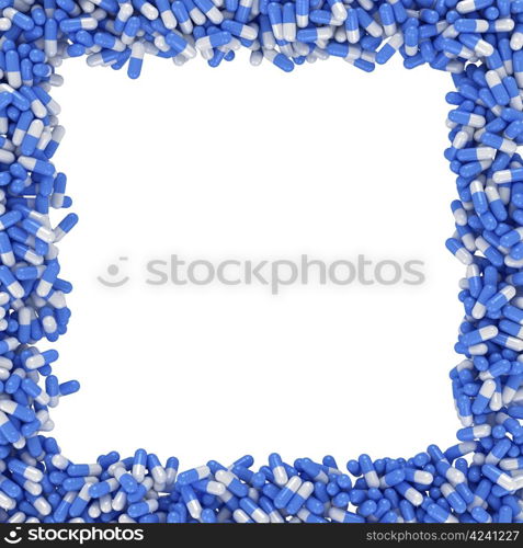 Square frame made from blue capsules